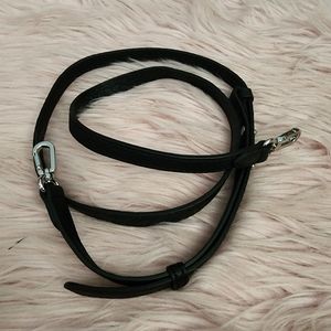 Pebbled textured  black leather replacement crossbody strap silver hardw…